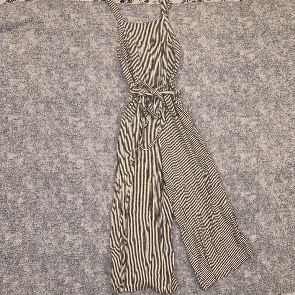 Old Navy Blue and White Striped Capri Length Jumpsuit Size XSP